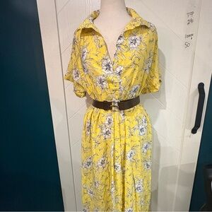 Torrid Yellow Floral Pullover Midi Dress/cottagecore/wedding/summer/vacation M/L